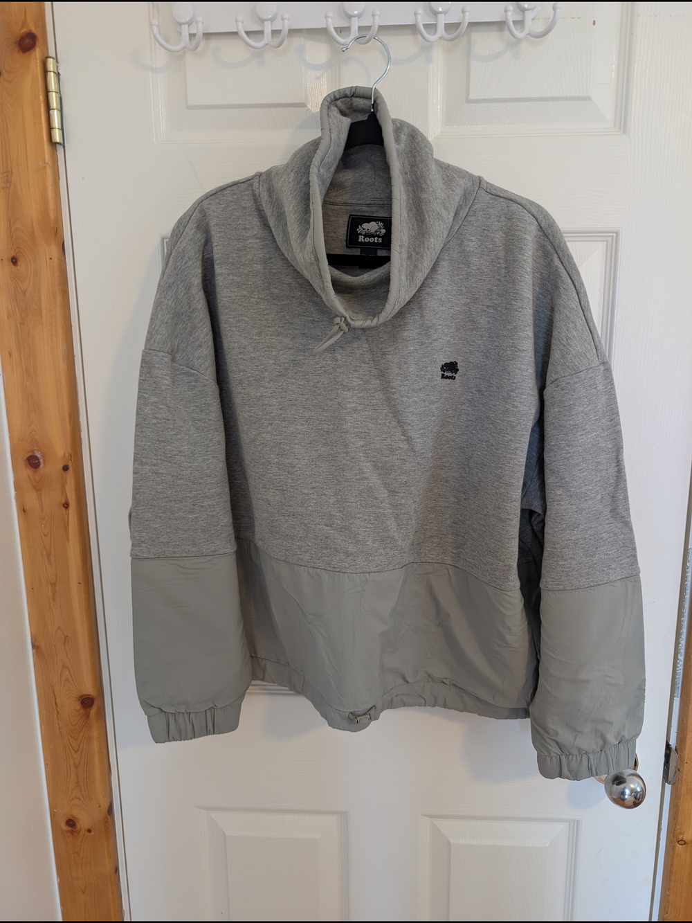 Roots Grey Pullover with Funnel Neck
